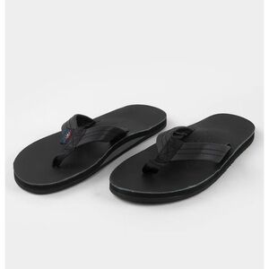 Rainbow Premier Leather Men's Black Flip-Flop Sandals with Subtle Logo - NWOT